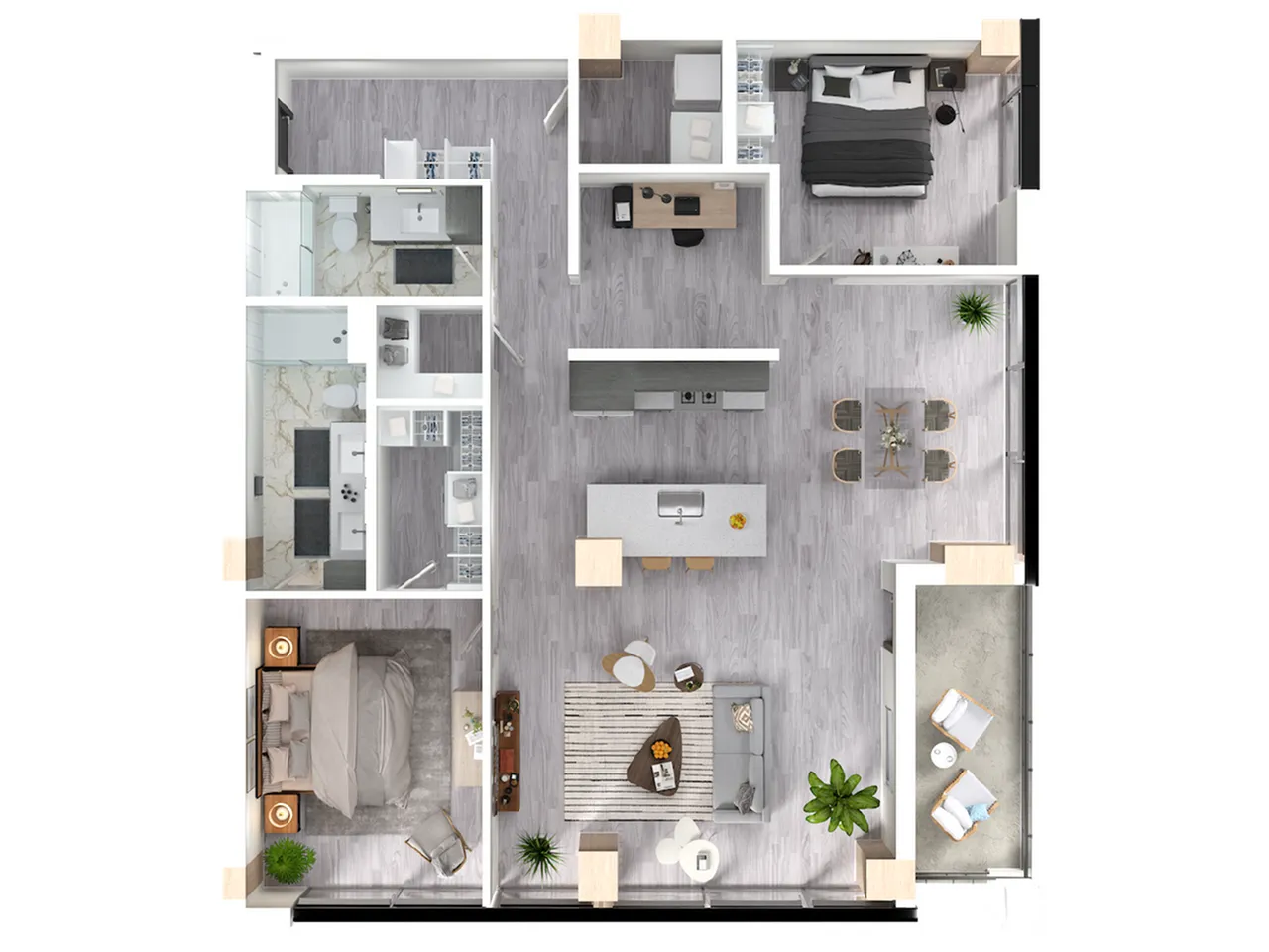 Hickory floor plan 3D