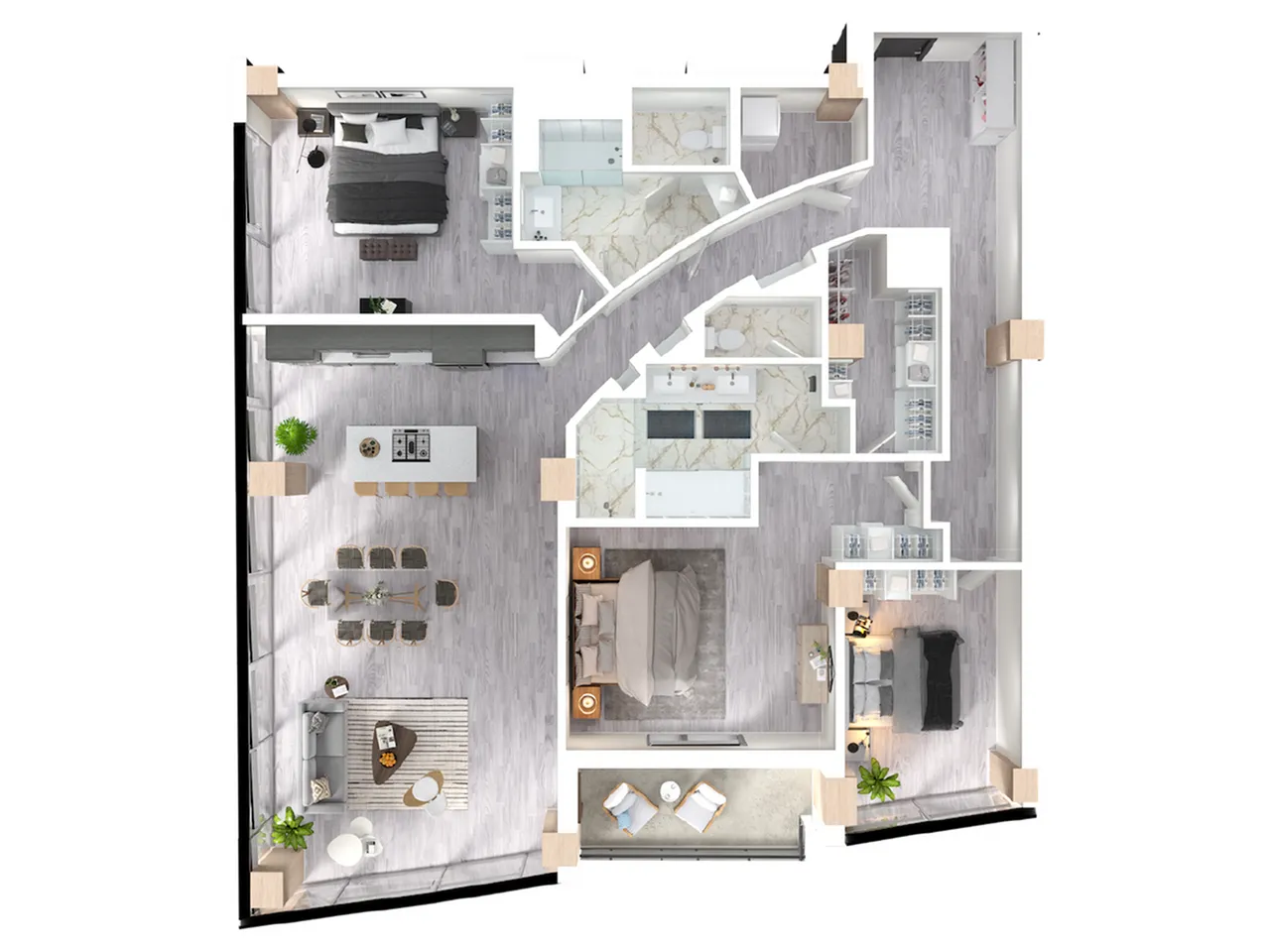 Spruce 3 Bed, 2 Bath, 1999 sq. ft Floor Plan