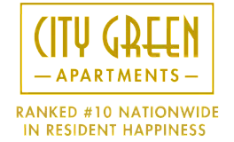 City Green Apartments logo showcasing their top 10 nationwide ranking in resident happiness.