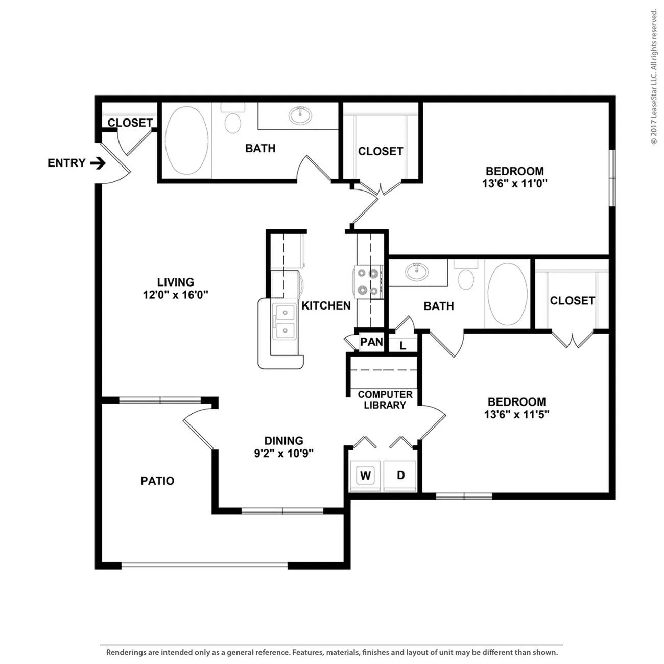 Two bedroom apartment in Round Rock, Texas.