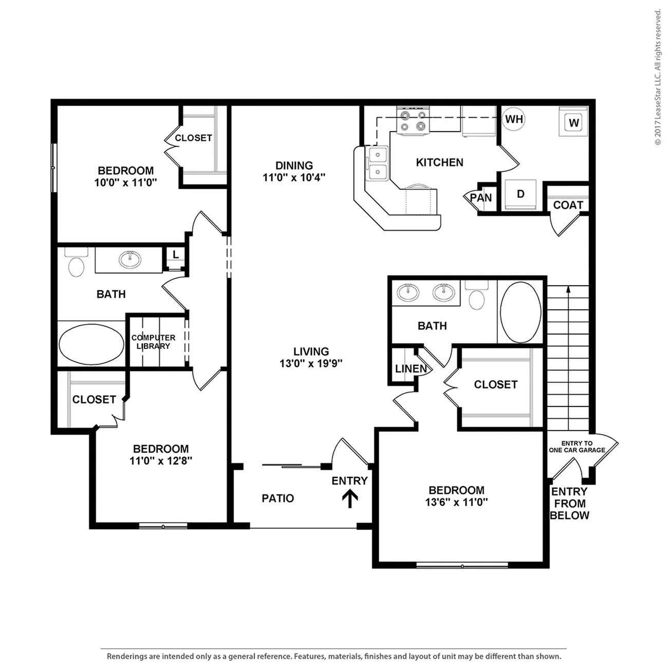 Three bedroom apartment in Round Rock, Texas.