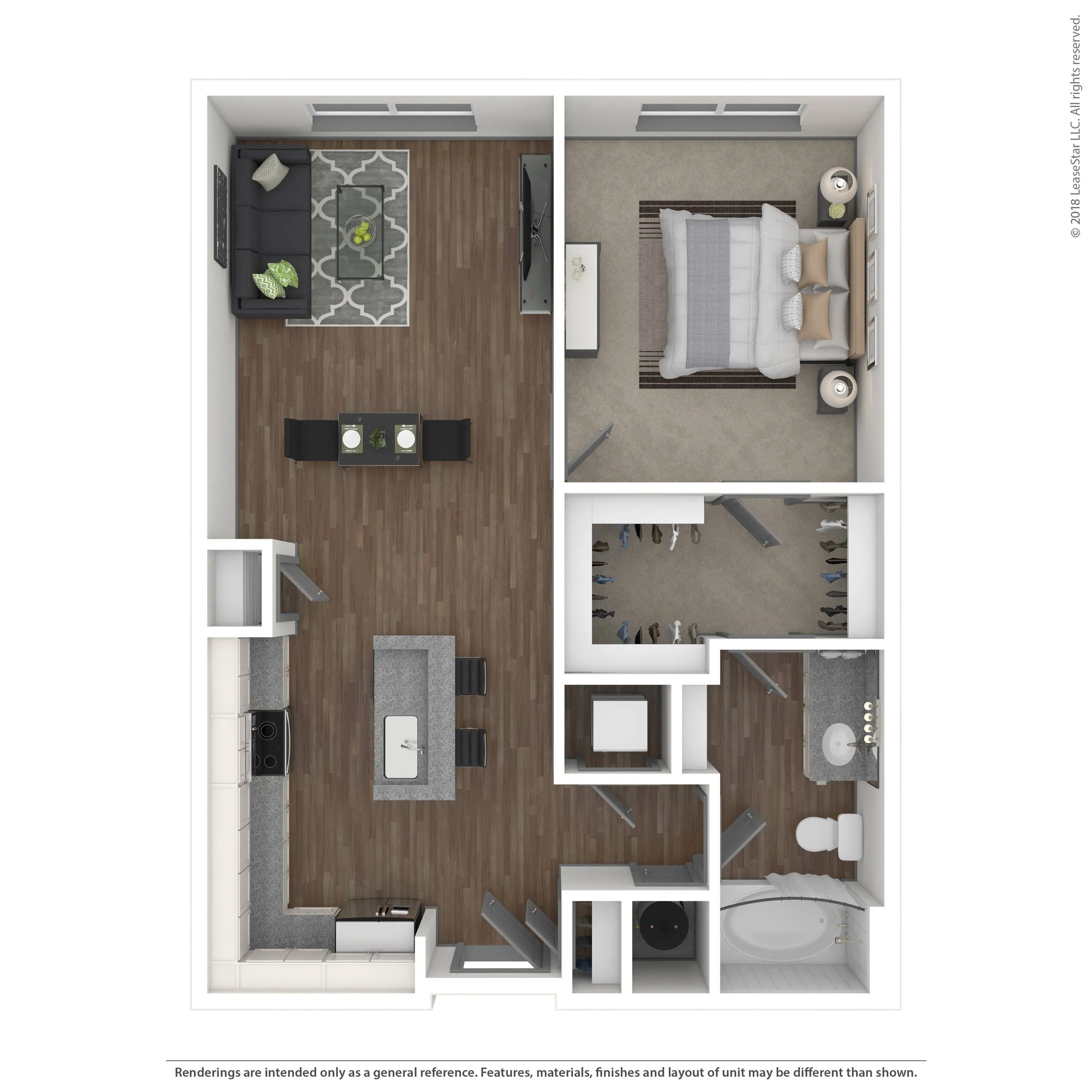 One bedroom apartment in Charlotte, North Carolina.