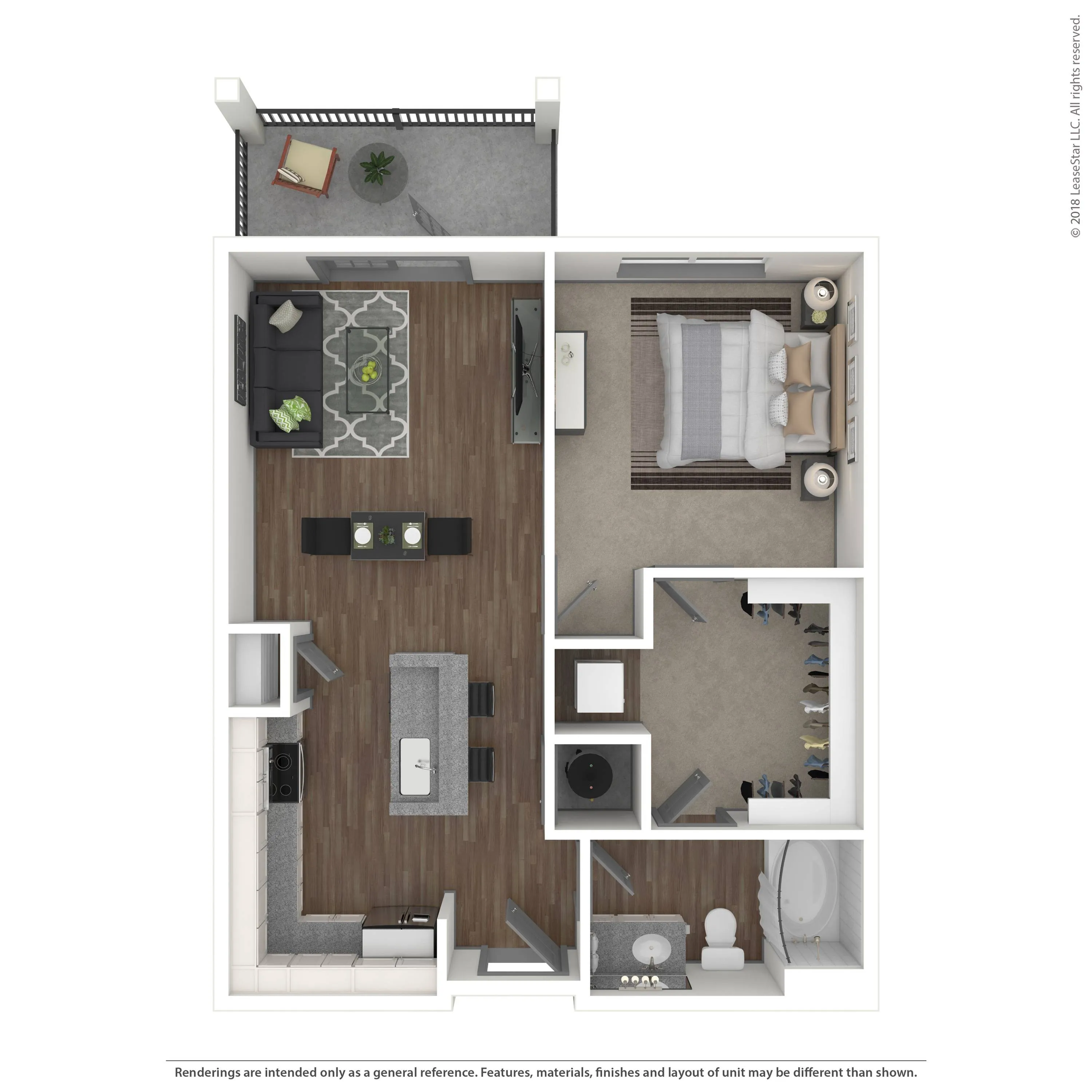 One bedroom apartment in Charlotte, North Carolina.