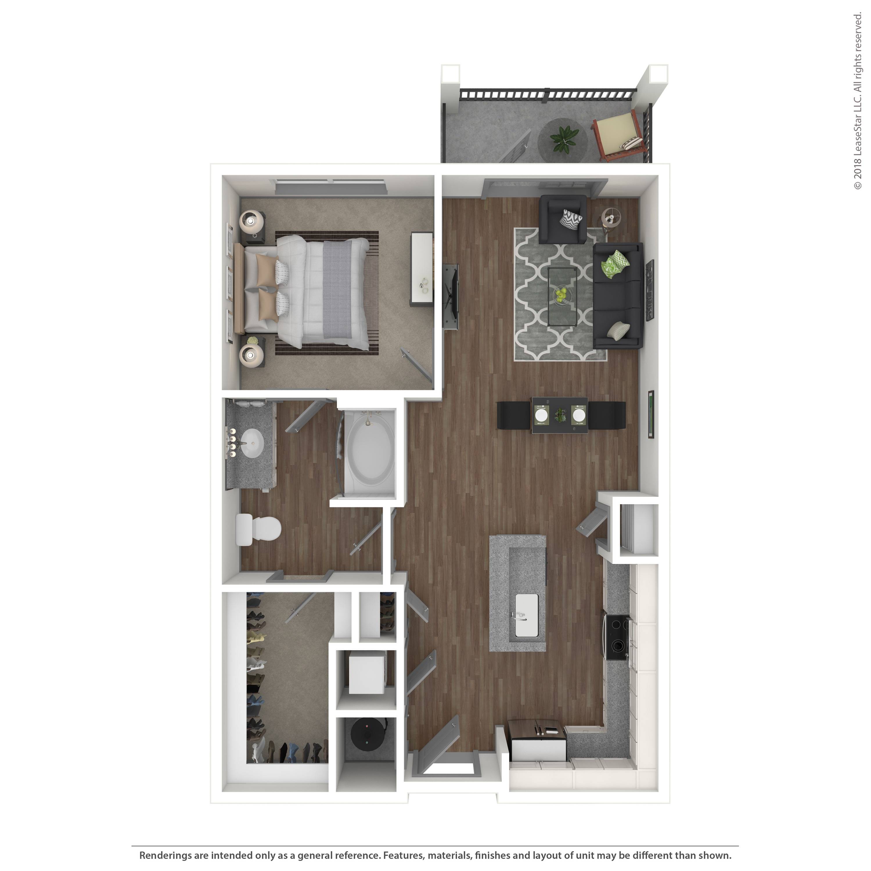One bedroom apartment in Charlotte, North Carolina.