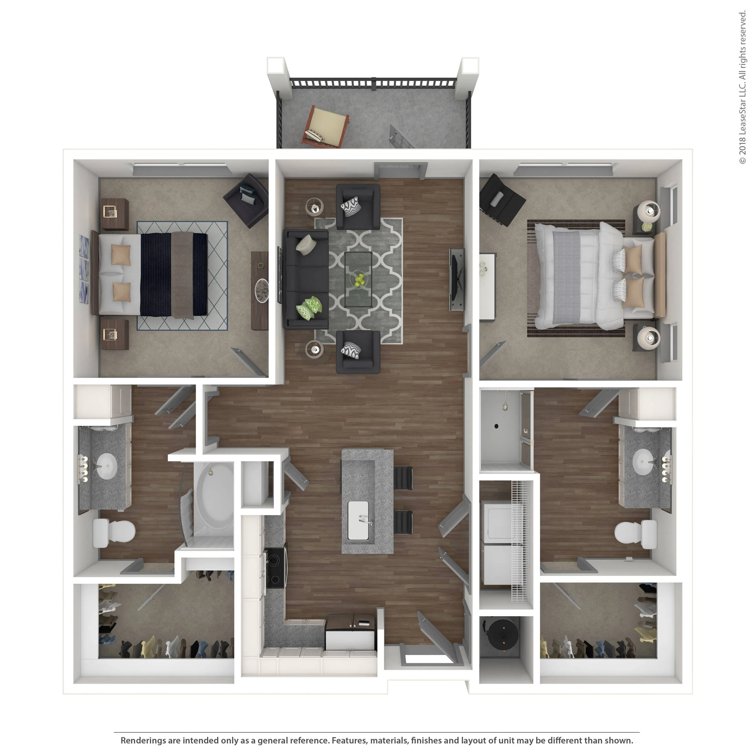Two bedroom apartment in Charlotte, North Carolina.