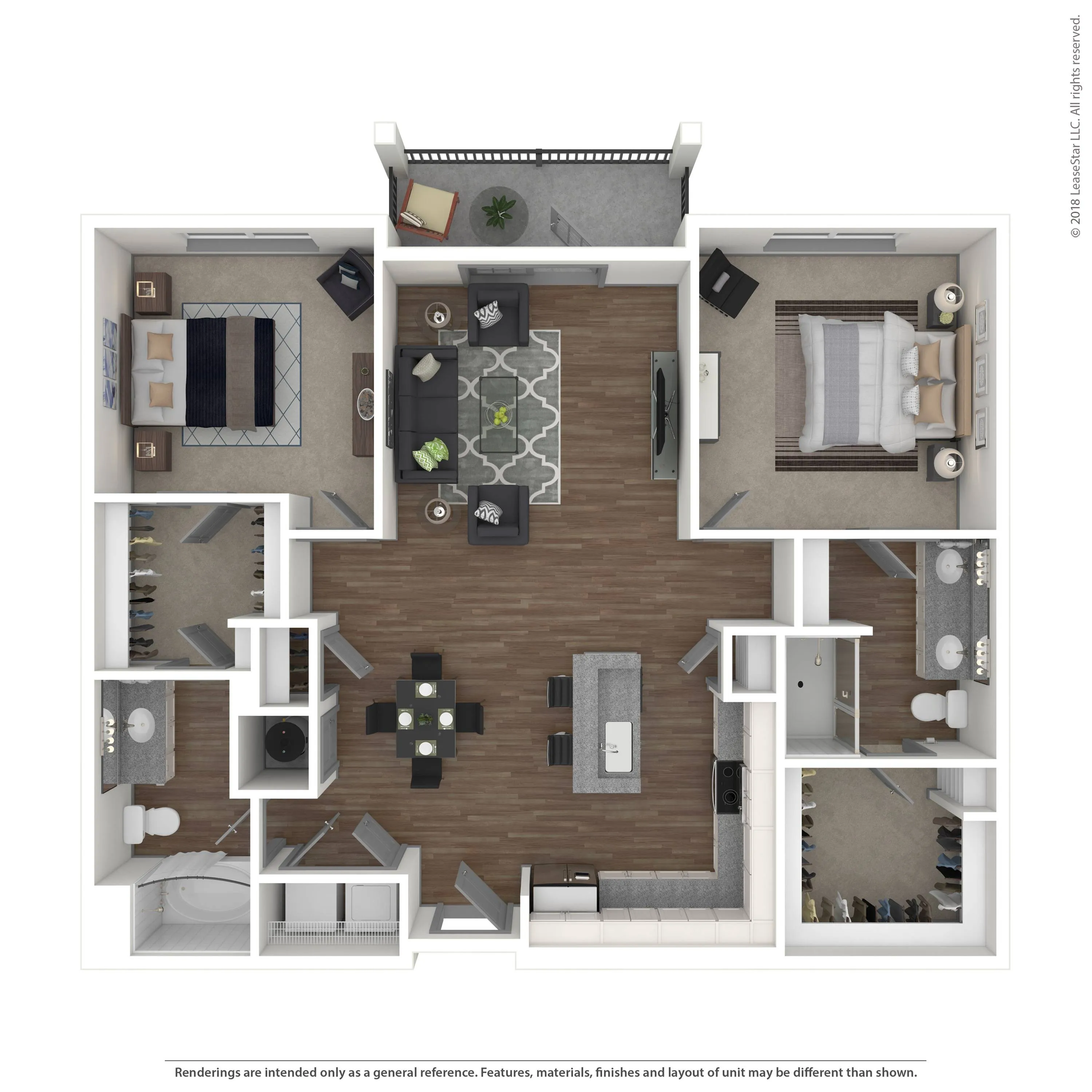 Two bedroom apartment in Charlotte, North Carolina.