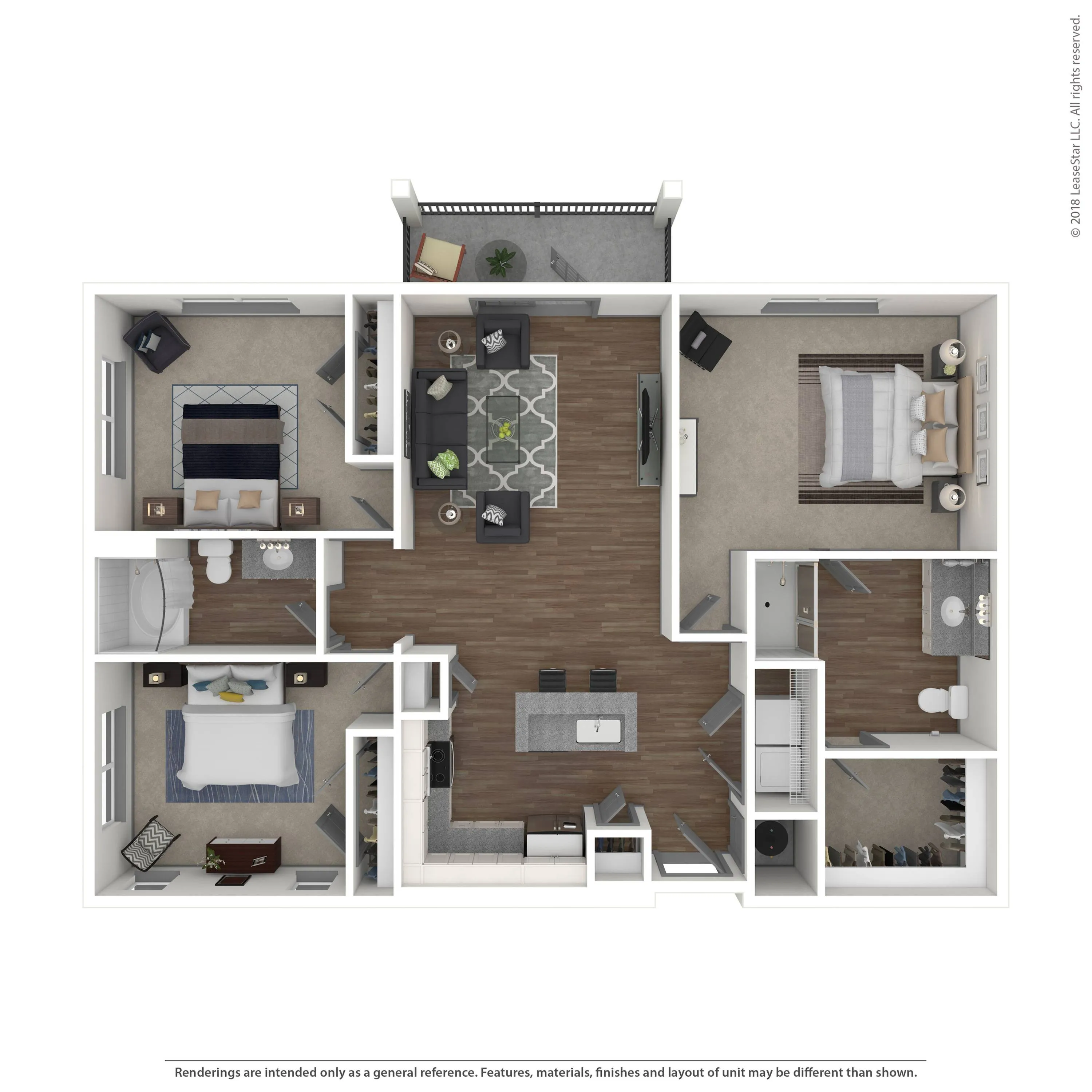 Three bedroom apartment in Charlotte, North Carolina.