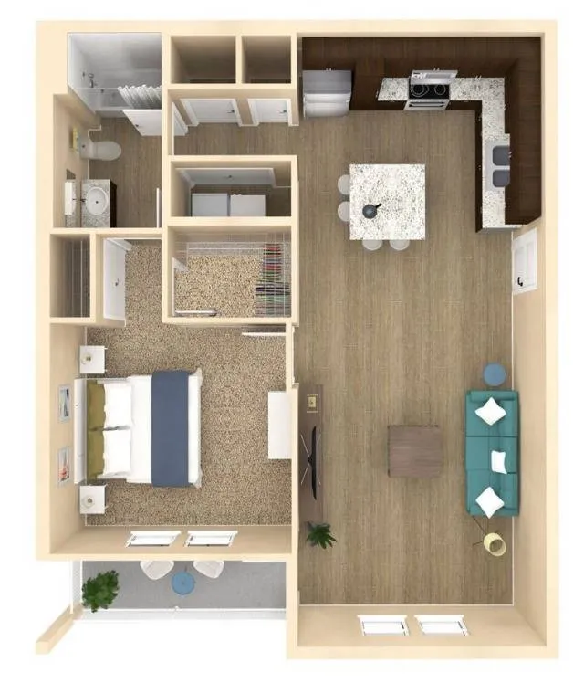 1 bedroom 1 bath floor plan