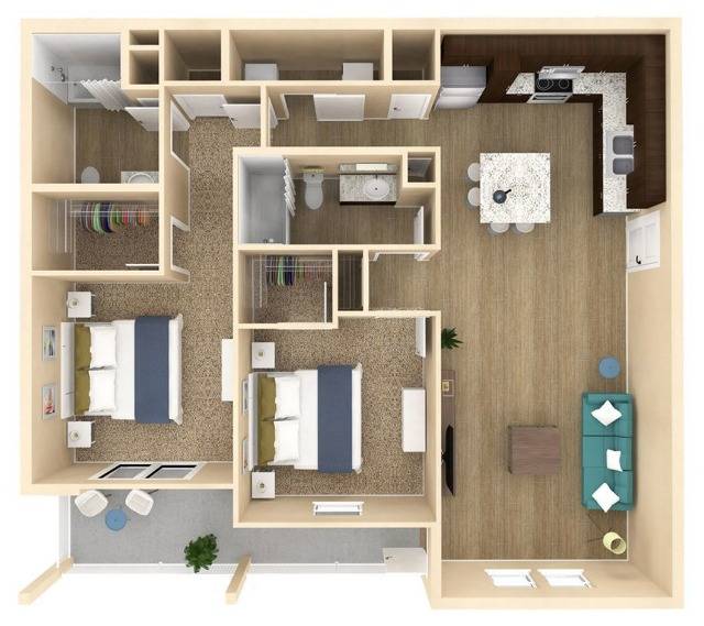 2 bedroom 2 bath floor plan