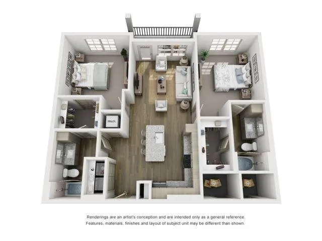 2 bedroom 2 bath floor plan