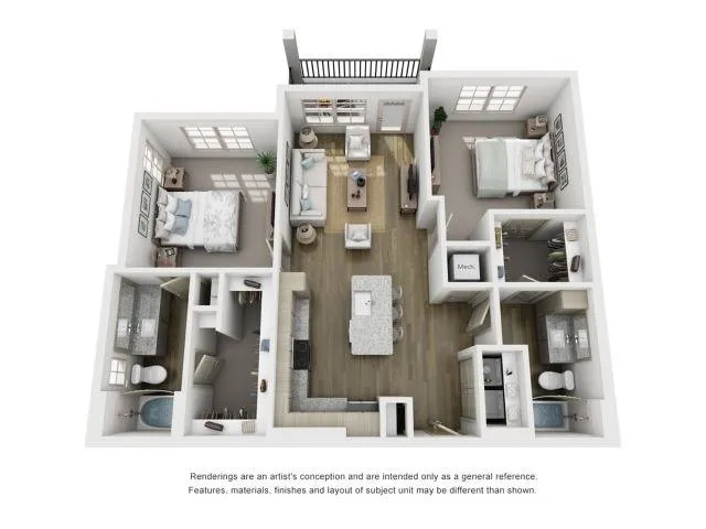 2 bedroom 2 bath floor plan