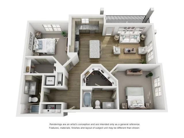 2 bedroom 2 bath floor plan