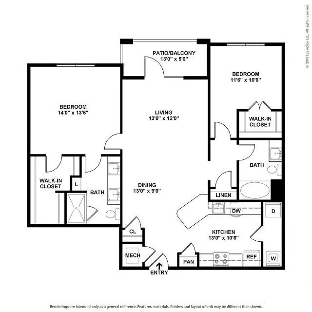 Spacious Two Bedroom Two Bathroom with Open Concept