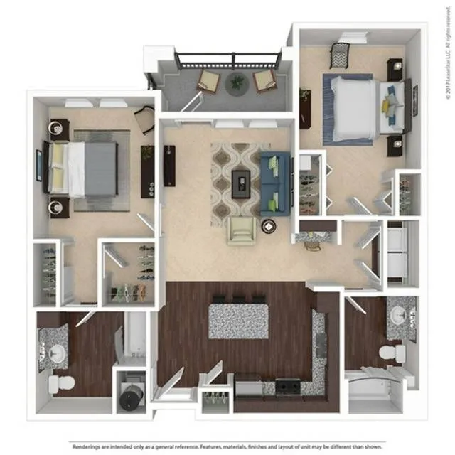 Spacious Two Bedroom Two Bathroom with Open Concept and Patio