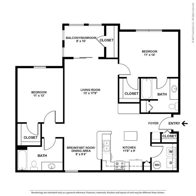 Spacious Two Bedroom Two Bathroom with Open Concept and Patio