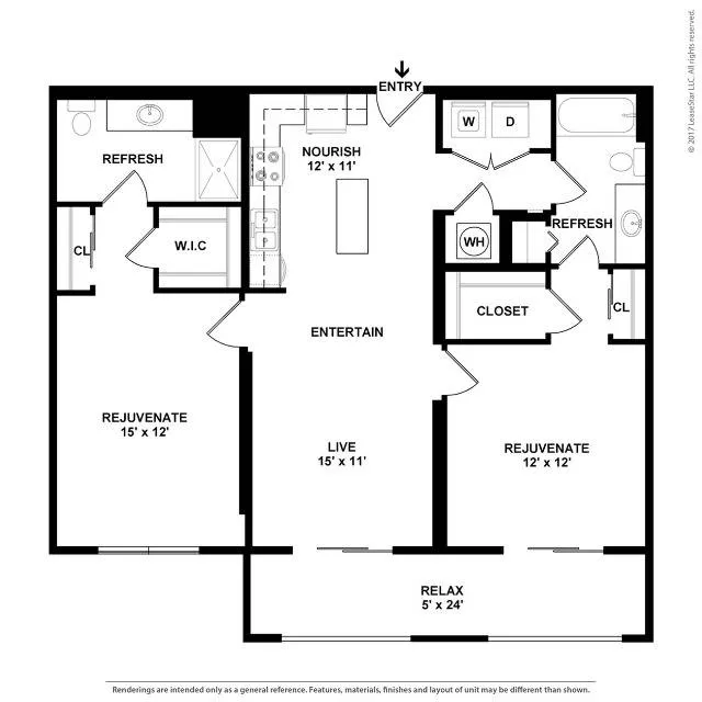 Spacious Two Bedroom Two Bathroom with Open Concept