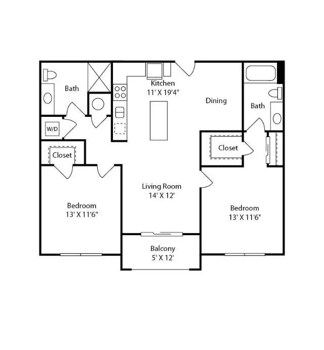 Spacious Two Bedroom Two Bathroom with Open Concept