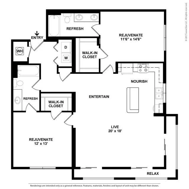 Spacious Two Bedroom Two Bathroom with Open Concept