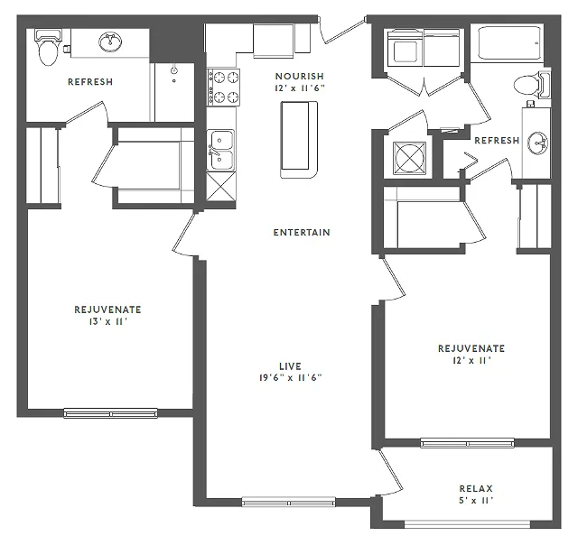 Spacious Two Bedroom Two Bathroom with Open Concept