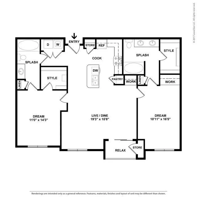 Spacious Two Bedroom Two Bathroom with Open Concept and Patio