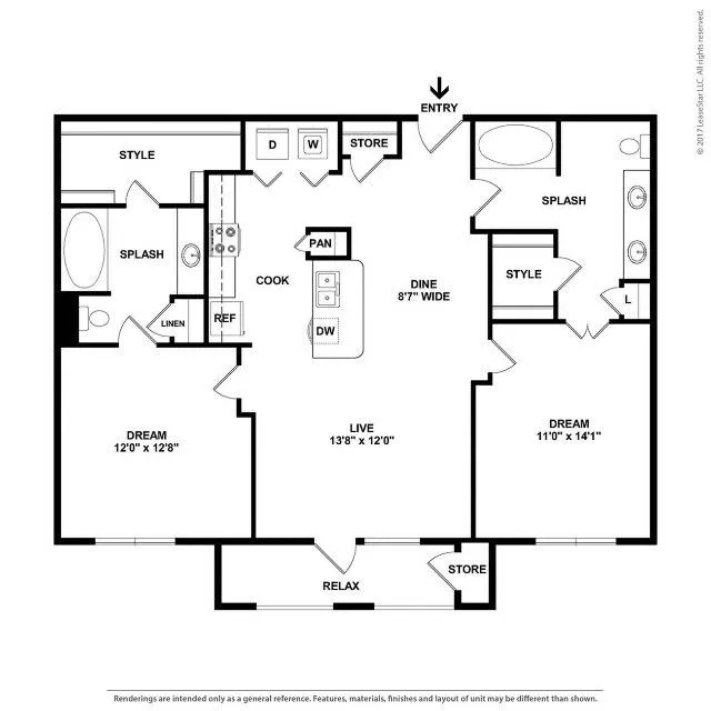 Spacious Two Bedroom Two Bathroom with Open Concept