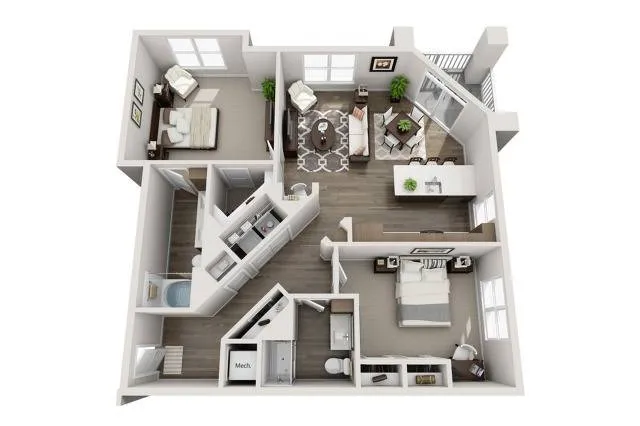 Spacious Two Bedroom Two Bathroom with Open Concept and Patio