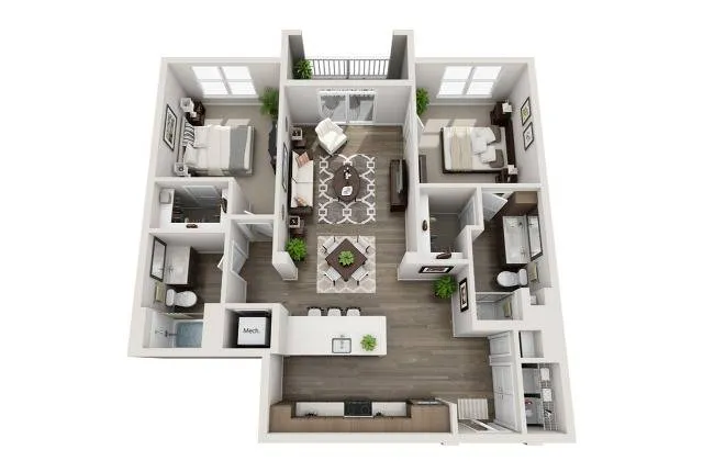 Spacious Two Bedroom Two Bathroom with Open Concept and Patio