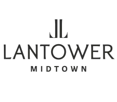 Elegant Lantower Midtown logo with sleek black typography, reflecting modern urban living.