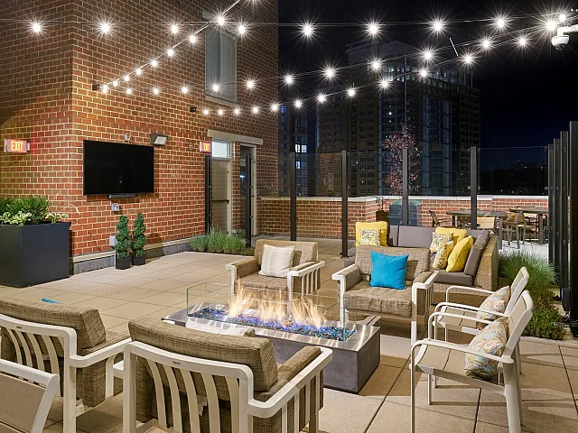 Resident Lounge Fire Pit | Meridian at Eisenhower Station | Alexandria VA Apartments | Luxury Alexandria VA Apartments