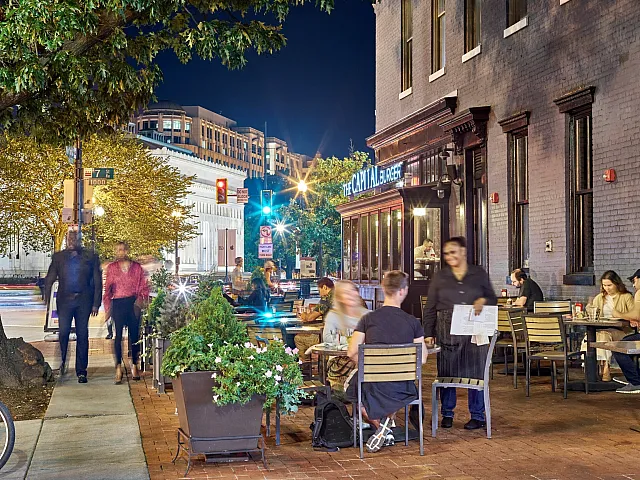 Outdoor dining experience at the capital burger