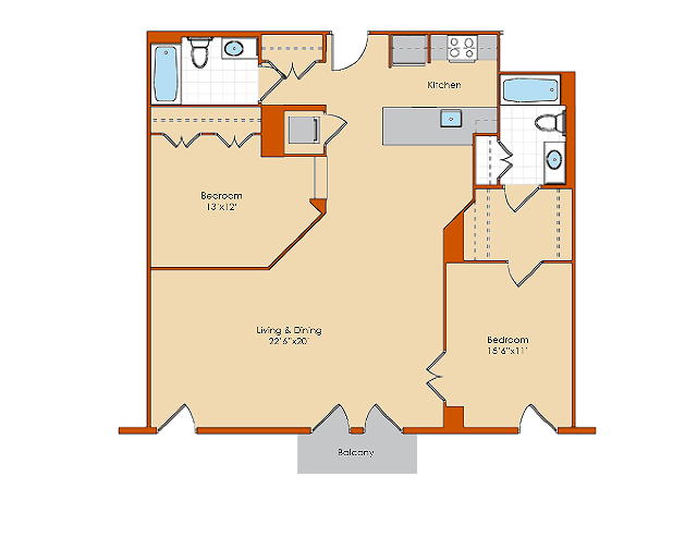 2 Bdrm Floor Plan | Apartments For Rent Washington DC | Park Triangle Apartments Lofts and Flats