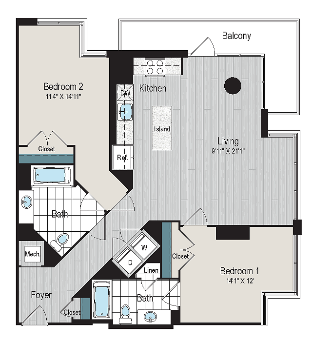 2B1c Type A floorplan