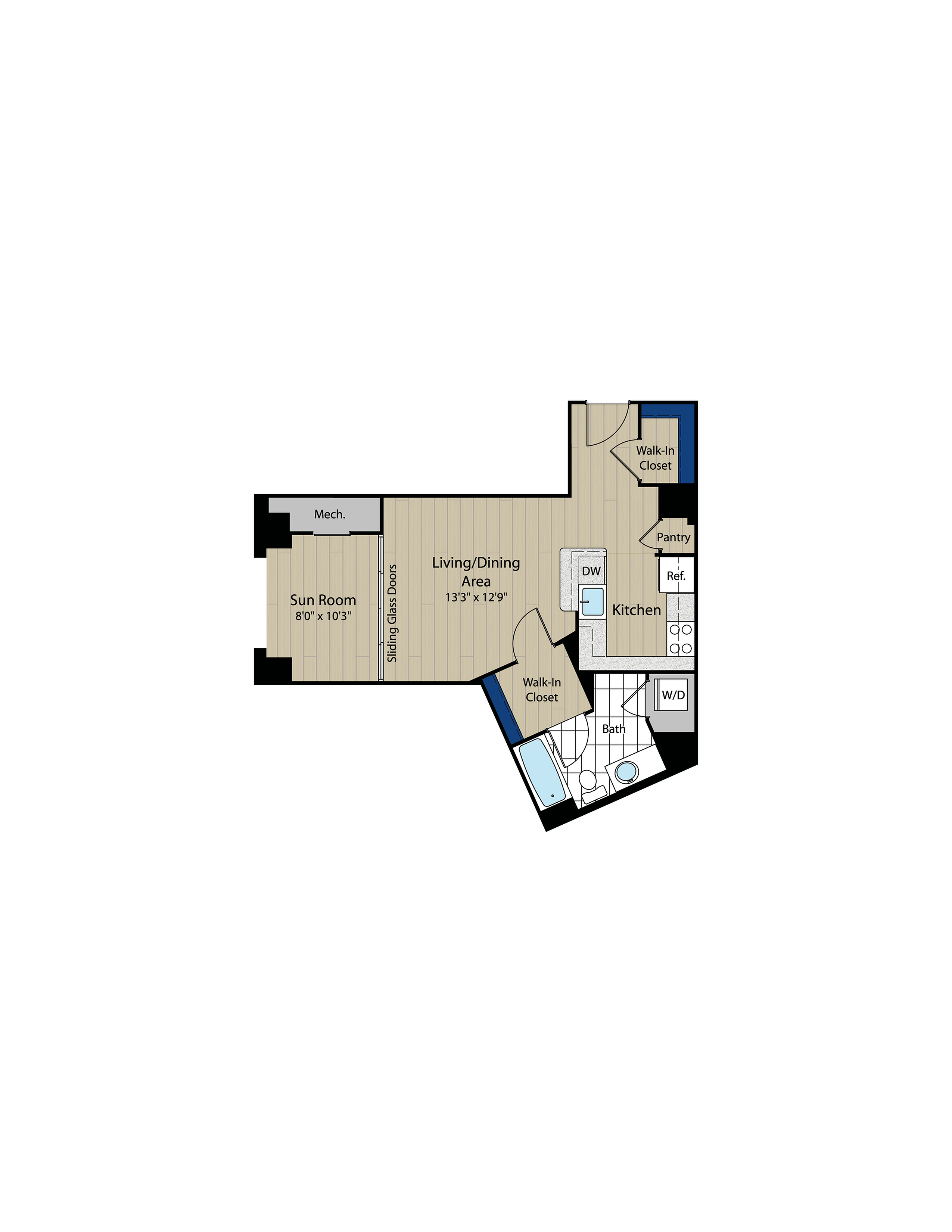 Studio Floor Plan | Meridian at Gallery Place