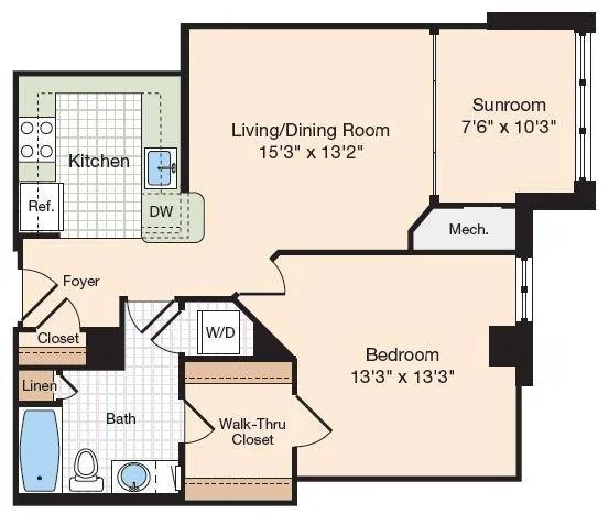 Floor Plan 33 | Old Town Alexandria Apartments | Meridian at Eisenhower Station