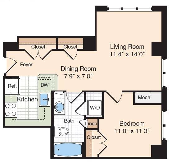 Floor Plan 39 | Old Town Alexandria Apartments | Meridian at Eisenhower Station