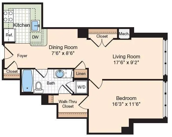 Floor Plan 40 | Old Town Alexandria Apartments | Meridian at Eisenhower Station