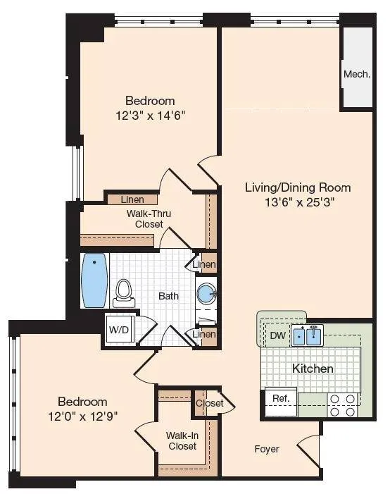 Floor Plan 25 | Old Town Alexandria Apartments | Meridian at Eisenhower Station