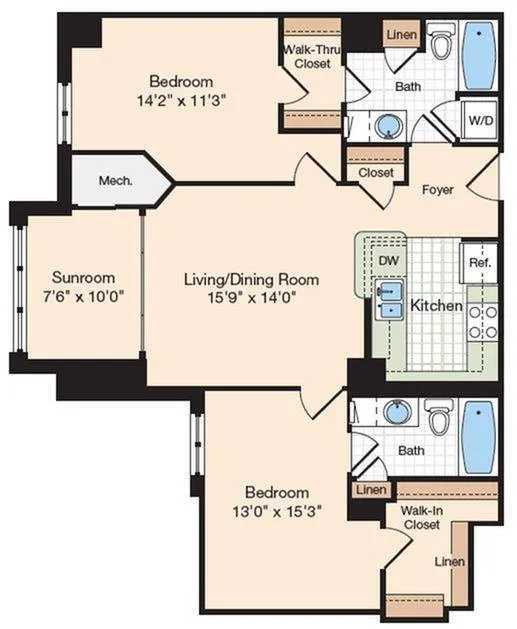 Floor Plan 9 | Old Town Alexandria Apartments | Meridian at Eisenhower Station