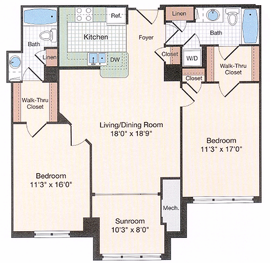 2 Bed Floor Plan | Meridian at Eisenhower | Alexandria, VA Apartments