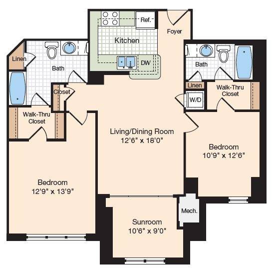 Floor Plan 14 | Old Town Alexandria Apartments | Meridian at Eisenhower Station