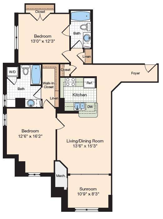 Floor Plan 15 | Old Town Alexandria Apartments | Meridian at Eisenhower Station