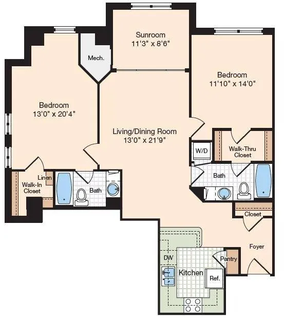 Floor Plan 16 | Old Town Alexandria Apartments | Meridian at Eisenhower Station