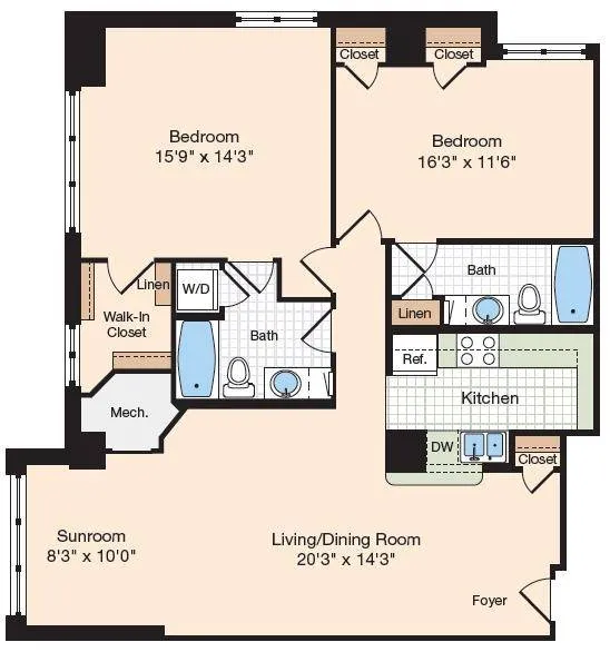 Floor Plan 19 | Old Town Alexandria Apartments | Meridian at Eisenhower Station