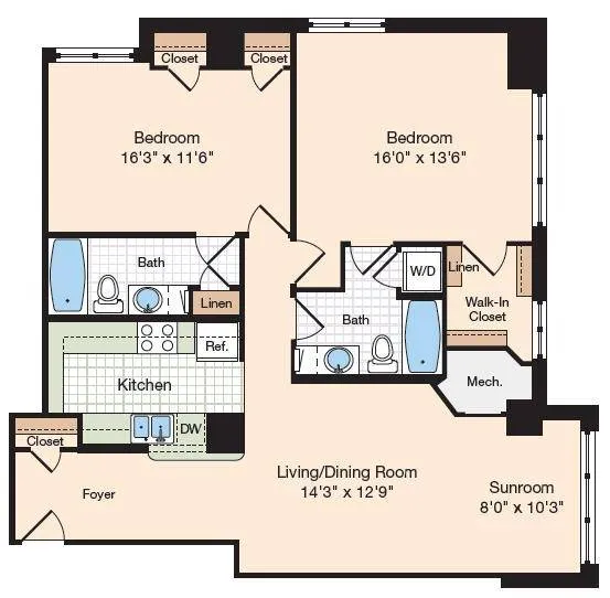Floor Plan 21 | Old Town Alexandria Apartments | Meridian at Eisenhower Station