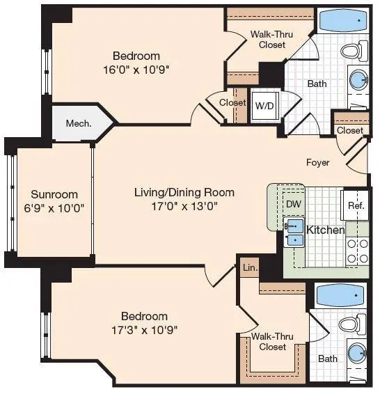 Floor Plan 23 | Old Town Alexandria Apartments | Meridian at Eisenhower Station