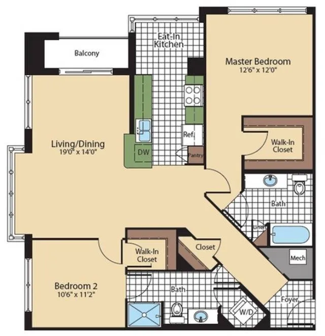 The Copland B Floor Plan | Meridian at Grosvenor Station | Luxury Bethesda Apartments