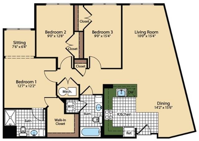 3 Bedroom Floor Plan | The Madison at Ballston Station