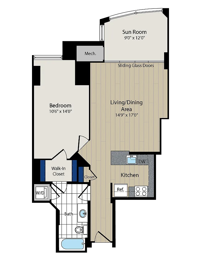 Image of The Franklin Floor Plan | Meridian at Courthouse Commons | Arlington Luxury Apartments | Stay Arlington