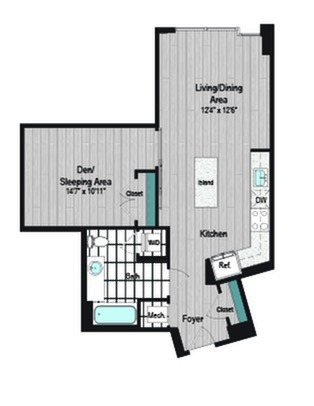 Image of M2 SD-1a Type A Floor Plan | Meridian on First | Navy Yard Apartments | Washington DC Apartments