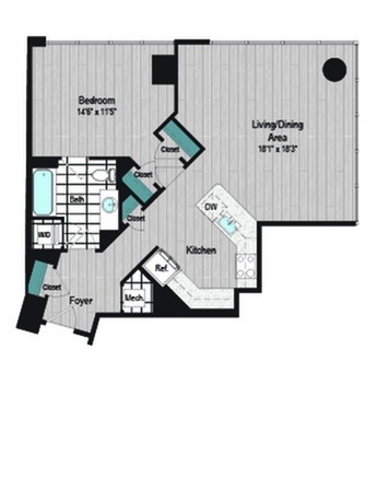 Image of M2 1B-12 Floor Plan | Meridian on First | Navy Yard Apartments | Washington DC Apartments